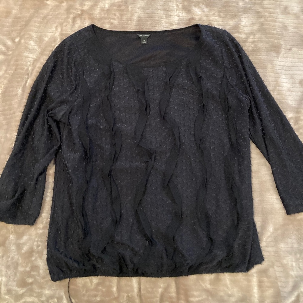 Ann Taylor black textured top with elastic bottom